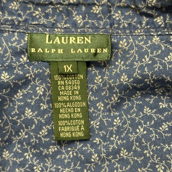 Lauren Ralph Lauren Women’s Blue Button-Up Shirt Top Blouse Sz 1X - Picture 7 of 7